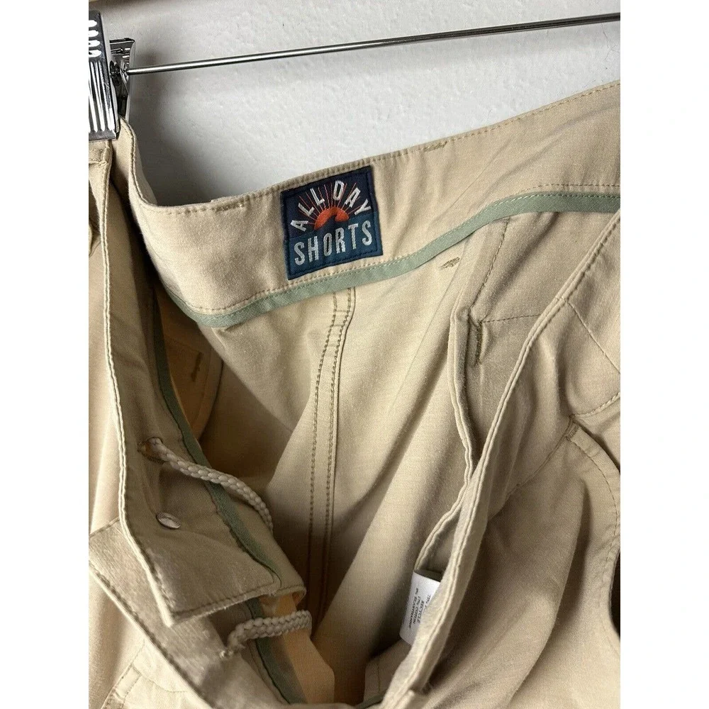 Faherty Mens Size 40 Tan Khaki All Day Shorts Polyester Cotton Spandex